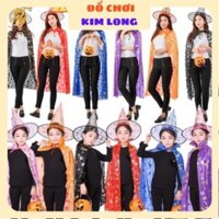 Sẵn có Set Áo Choàng và nón phù thuỷ màu hồng đỏ xanh đen tím trang phục hoá trang cho trẻ em người lớn lễ hội Halloween