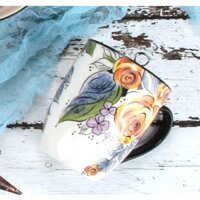 (SẴN) Cốc sứ vẽ tay màu vàng Bailey sứ xương- Hàng cao cấp xuất châu Âu