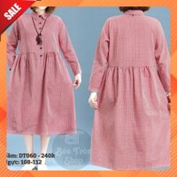 [SẴN] Đầm caro đỏ có cổ - giấu bụng BIG SIZE - DT060 - Béo Tròn Shop