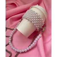 [SẴN] Dây đeo bình nước handmade ngọc trai/ khay đựng bình nước/ Cup holder