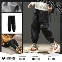 (Sẵn đen, rêu, be) Quần jogger kaki túi hộp boxpant hiphop dance siêu ngầu unisex nam nữ