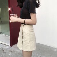 (sẵn đen S) Quần Short Kaki giả váy cá tính