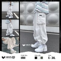 (Sẵn đen, trắng L XL) Quần jogger kaki form to rộng thụng túi hộp rút dây gấu boxpant hiphop dance siêu ngầu unisex