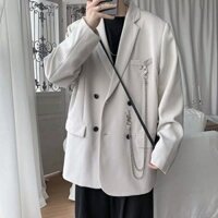 (Sẵn đen, trắng sữa) ÁO KHOÁC VEST BLAZER UNISEX NAM NỮ FORM RỘNG (KÈM XÍCH) CÁ TÍNH0