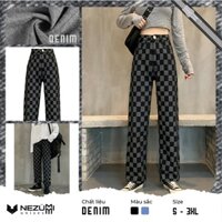 (Sẵn Đen XL 2XL) Quần bò jeans xanh đen caro nam nữ unisex hiphop dance