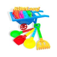 Sẵn Đồ chơi đi biển cho bé - Đồ chơi xúc cát -  xe đẩy đi biển lưới cát khuôn in cát HT 986 (Có sẵn)