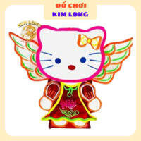 Sẵn Đồ chơi lồng đèn trung thu truyền thống - Lồng đèn kiếng hình KITTY tặng 10 đèn cầy quà tặng trung thu