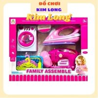 Sẵn Đồ chơi nhà bếp cho bé 4 món máy giặt , bàn ủi , máy may quần áo , sọt móc áo sử dụng pin 8204 (Có sẵn)