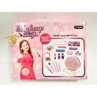 Sẵn Đồ chơi vali trang điểm thật và sơn móng tay thật cho bé gái màu hồng - hình ngôi sao - ngọc trai - nàng tiên cá