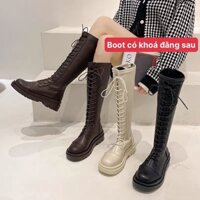 Sẵn Giày Bốt Boot Cao Cổ Đùi Nữ Da Lì Trơn Gót Vuông Cao Hàng Quảng Châu Thời Trang Boot Nữ Cổ Cao Thu Đông Chali G002