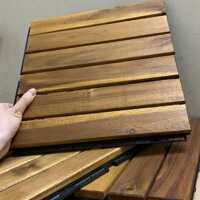 Sàn gỗ ban công loại 6 nan 30x30x2.5cm, decor nhà cửa, gỗ keo xuất khẩu - Vàng