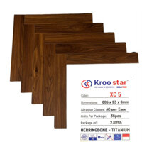 Sàn gỗ Indonesia Kroo star – XC5 – 8mm, sàn gỗ xương cá chống nước, sàn gỗ công nghiệp