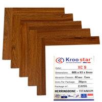 Sàn gỗ Indonesia Kroo star – XC9 – 8mm, sàn gỗ xương cá chống nước, sàn gỗ công nghiệp