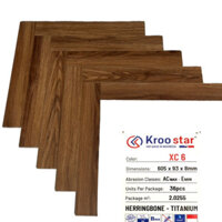 Sàn gỗ Indonesia Kroo star – XC6 – 8mm, sàn gỗ xương cá chống nước, sàn gỗ công nghiệp