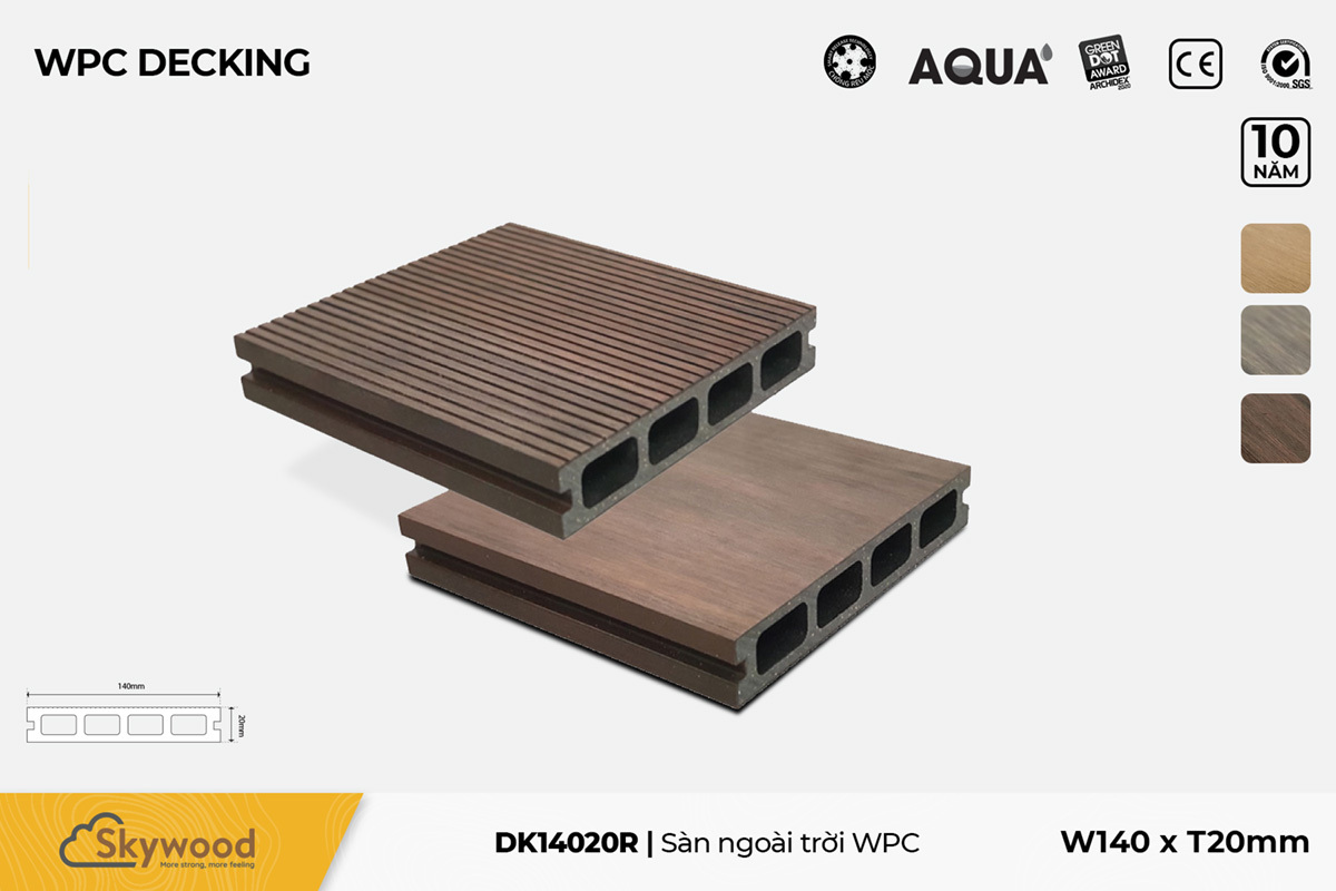 Sàn gỗ ngoài trời WPC Skywood Rosewood DK14020R