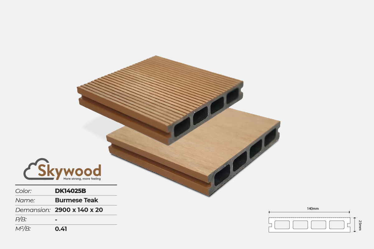 Sàn gỗ ngoài trời WPC Skywood B.Teak DK14025B