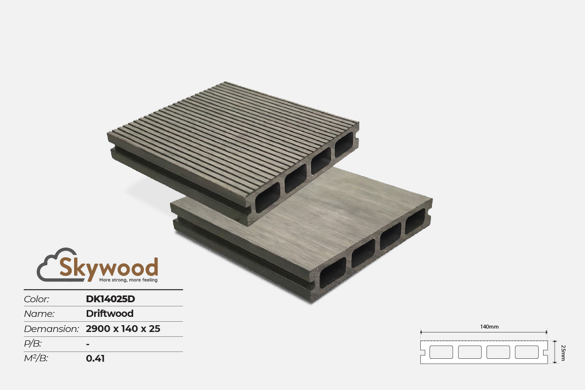 Sàn gỗ ngoài trời WPC Skywood B.Teak DK14025D