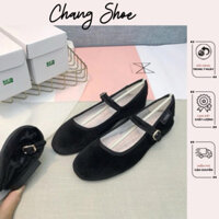 (Sẵn) Grove Ballet Flat - Giày bệt mũi tròn nhung đen trơn quai ngang mới nhất 𝗞𝟬𝟬𝟵