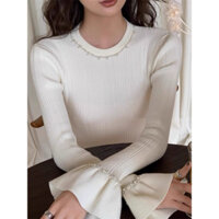 [Sẵn hàng] Áo len tay xoè kiểu pháp sang trọng xinh đẹp tay chuông đính cườm