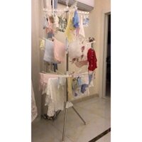 {Sẵn Hàng} Cây phơi đồ đa năng inox 3 tầng cao cấp (2 tầng móc kẹp, 1 tầng thanh phơi)