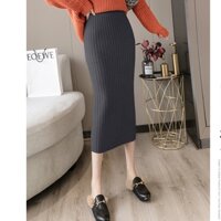 (SẴN HÀNG) Chân Váy Len Nữ Midi Dáng Dài Hàng Quảng Châu Dày Dặn