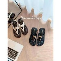 [SẴN HÀNG] Dép Sandal Nữ Gót Vuông Đế Bệt 1-2p KHUY TAM GIÁC Hottrend (QHM230) - Thảo Em Boutique