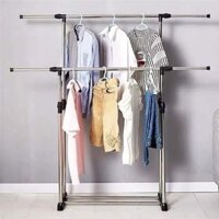 {Sẵn Hàng} Giàn phơi quần áo inox 2 tầng có bánh xe