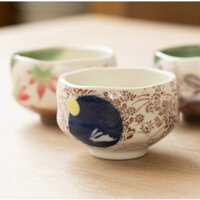 [SẴN HÀNG HCM] Bát Chawan - Bát đánh matcha, pha trà Nhật Bản, gốm mờ hoa anh đào, thỏ trắng, phong cách Nhật Bản