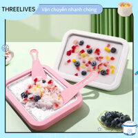 [Sẵn hàng] Máy Làm Kem Cuộn Mini  Làm Kem Cuộn Thái Lan Tại Nhà Không Dùng Điện An Toàn Dễ Sử Dụng THREELIVES
