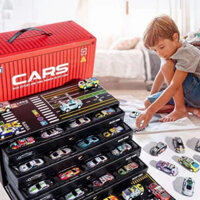 [SẴN HÀNG] Set Mô hình xe sắt mini có 48 ô tô đồ chơi, hộp container có sa hình cho bé trai từ 3+
