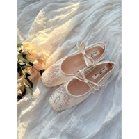 [SẴN HÀNG, SHIP HOẢ TỐC] Giày Búp Bê Lưới, Ren, Giày Bệt Phong Cách Tiểu Thư Mẫu Mới 2025