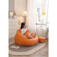 (Sẵn hàng) Sofa lười hạt xốp hình túi đậu giả da phòng ngủ đơn ban công sofa thư giãn ghế phòng chờ 110*120cm