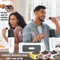 Sẵn HCM - Bộ Karaoke cầm tay Máy phát nhạc đĩa than Loa Bluetooth 2 Micro chính hãng Supmango, Karaoke tại gia, Loa mini