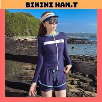 Sẵn HCM (Size M, L) Đồ Bơi Đi Biển Áo Dài Tay Quần 2 Lớp dáng thể thao,trẻ trung,năng động, kín đáo HAN.T Shop HT016