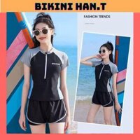 Sẵn HCM (Size:S, M, L) Đồ Bơi Đi Biển Áo Ngắn Tay Quần 2 Lớp dáng thể thao,trẻ trung,năng động, kín đáo HAN.T Shop HT018