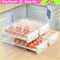 [SẴN HN] Hộp Đựng Trứng 2 Tầng - Khay Đựng Trứng Tủ Lạnh Trong Suốt Có Ngăn Kéo【LaiMiShop】