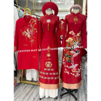 [SẴN HOẢ TỐC, ẢNH THẬT] ÁO DÀI NỮ LỤA ĐỎ TRUYỀN THỐNG VẼ KẾT TAY PHONG CÁCH CUNG ĐÌNH HUẾ CAO CẤP ĐI TIỆC, CƯỚI HỎI