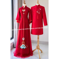 [SẴN HOẢ TỐC, ẢNH THẬT] ÁO DÀI NỮ LỤA T.Ơ.T.ẰM ĐỎ TRUYỀN THỐNG VẼ KẾT TAY KIỂU CUNG ĐÌNH HUẾ CAO CẤP ĐI TIỆC, CƯỚI HỎI