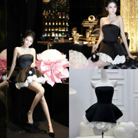 [Sẵn - Hoả Tốc] Đầm cúp ngực chân váy kết hoa bồng bềnh xoè nữ tính sang