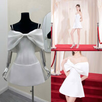 [Sẵn - Hoả Tốc] Đầm mina dress 2 dây dáng A ngắn mix nơ rời rớt vai nữ tính dễ thương