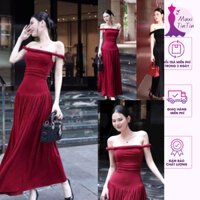[Sẵn Hoả Tốc] Đầm Váy Maxi Dự Tiệc Trễ Vai Xoắn Ôm Body Tôn Dáng Phong Cách Sang Trọng Gợi Cảm Ngọt Ngào-MaxiTinTin