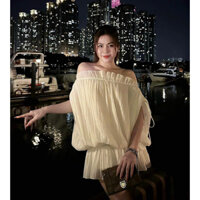 (Sẵn hoả tốc) Set áo dập ly kiểu peplum và quần short trắng 🍓