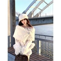 [SẴN HỎA TỐC] Set Áo Váy Phối Áo Choàng Mùa Đông Lông Vũ Ấm Áp