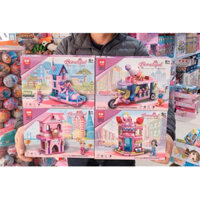 [sẵn hỏa tốc tphcm] Quà tặng đồ chơi lắp ráp lắp ghép thành phố vườn hoa - lắp ráp thành phố búp bê Hồng 4 in 1 cho bé