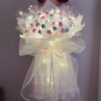 [SẴN HỒNG XANH] Bó hoa kẹo mút phát sáng DIY tự làm