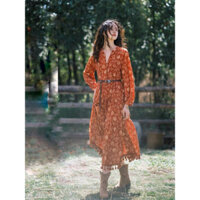 [SẴN] Kèm Ảnh Thật Đầm Màu Nâu Cam Bohemian phong cách vintage thời trang nữ mẫu mới nhất 2024  Kèm Ảnh Thật ở phần cuối