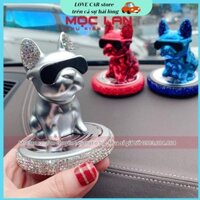 [Sẵn Kho]Sáp Thơm Nước Hoa Khô-Chó Bull  Đeo Kính Đính Đá Trang Trí Taplo Khử Mùi Nội thất Ô Tô