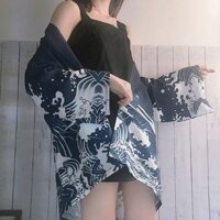 [SẲN] Kimono Rồng & Sóng biển trắng đen Nhật Bản siêu đẹp