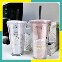 sẵn Ly nước giữ nhiệt 2 lớp nhựa an toàn họa tiết icecream - B46