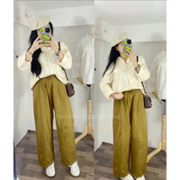 {Sẵn M} Baggy kaki thô màu mỡ gà phong cách vintage